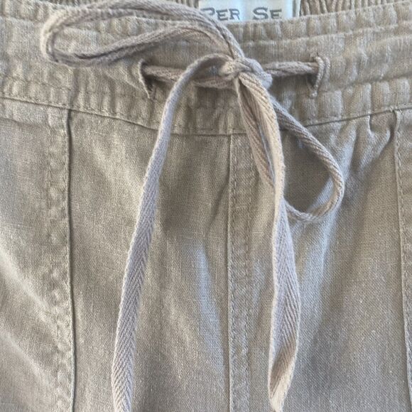 PER SE Pants Womens 6  Beige Linen Drawstring Pull On Lagenlook Beach - Picture 3 of 12